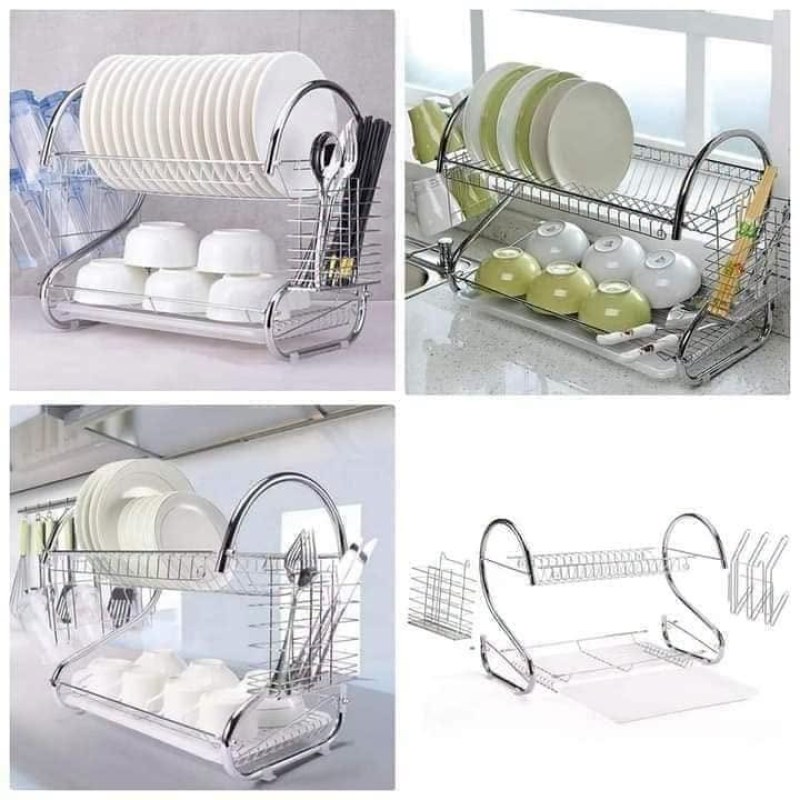 2 Layer Dish Drainer Kitchen Rack
