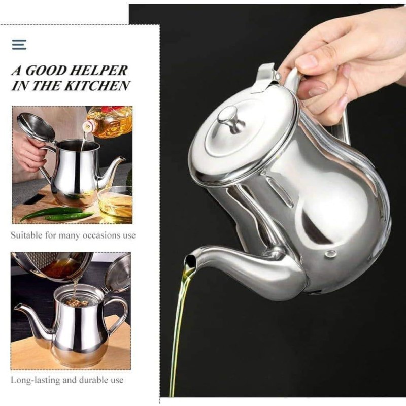 Stainless Steel Oil Strainer Pot Container Jug Storage Can With Filter Cooking Oil Pot For Kitchen Household Tools