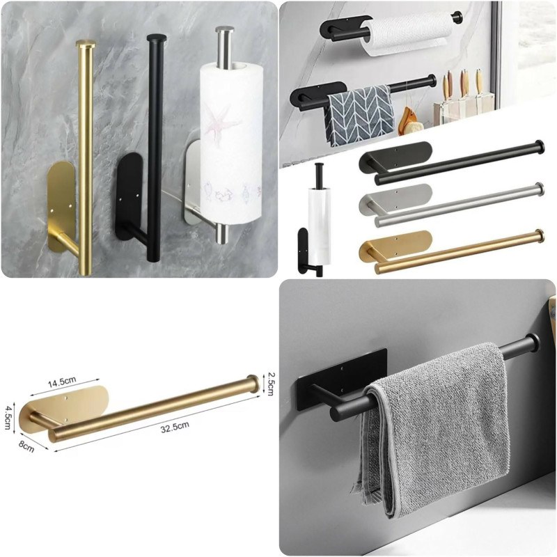 Stainless Steel Paper Towel Holder for Bathroom Kitchen No Punch Wall Mount Tissue Towel Roll Self Adhesive Toilet Storage Rack