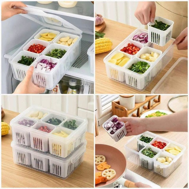 6 grid fridge storage box, Refrigerator Storage Box 6 Grids, Freeze storage box