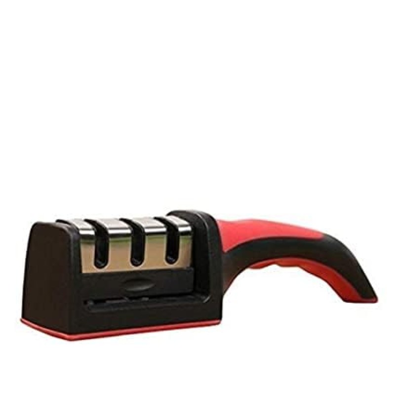 AGM Manual Knife Sharpener 3 Stage Sharpening Tool Ceramic Knife and Steel Knives । Color Black & Red । Pack of 01
