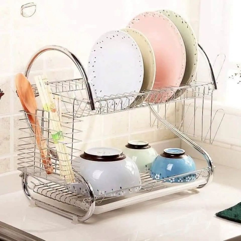 2 Layer Dish Drainer Kitchen Rack