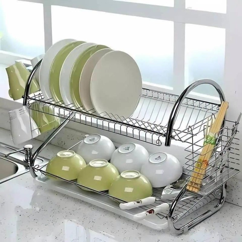 2 Layer Dish Drainer Kitchen Rack