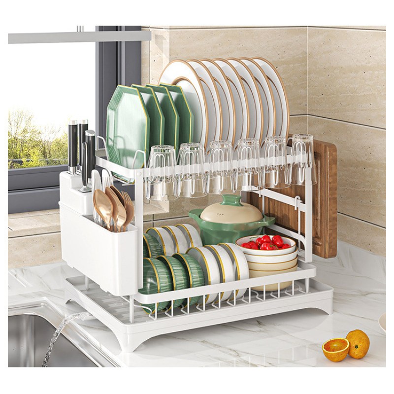 Kitchen Multifunction Carbon Steel Storage Rack Dish Water Cup Chopsticks Cutlery Cutting Board Drying Organizer Tableware