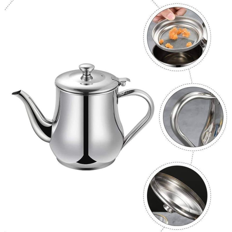 Stainless Steel Oil Strainer Pot Container Jug Storage Can With Filter Cooking Oil Pot For Kitchen Household Tools