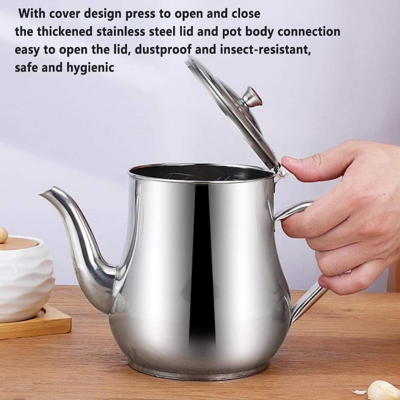 Stainless Steel Oil Strainer Pot Container Jug Storage Can With Filter Cooking Oil Pot For Kitchen Household Tools
