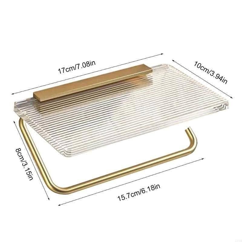 Luxury Gold Toilet Paper Holder with Shelf No Punching Acrylic Roll Paper Holder Tissue Hanger Bathroom Accessories Bathroom