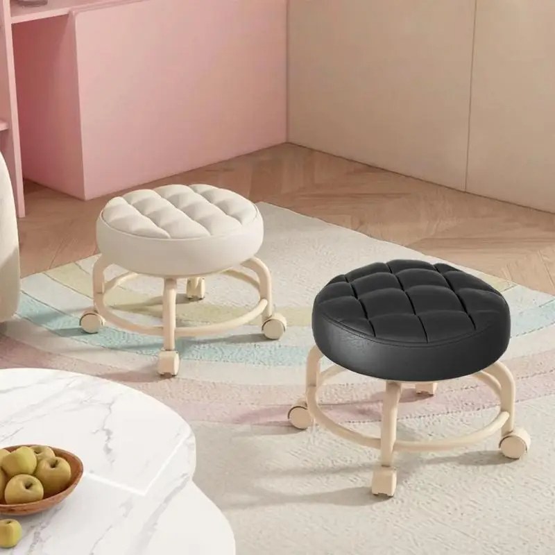 360 Rolling Low Stool Chair with Wheels Modern Simplicity Soft Pack Stool-000401